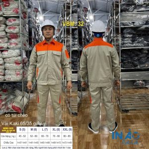 Áo quần bảo hộ vải Kaki 65/35 VBM32