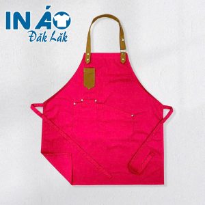 Tạp dề phối dây đơn giản TDPD13 màu hồng đậm