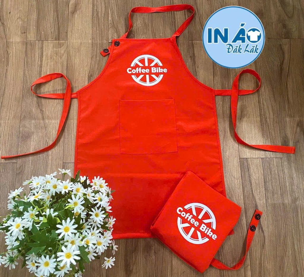 Tạp dề Coffee Bike phối dây màu đỏ