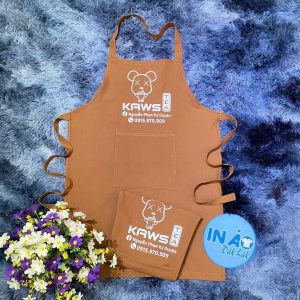 Tạp dề Kaws Tea phối dây màu cà phê