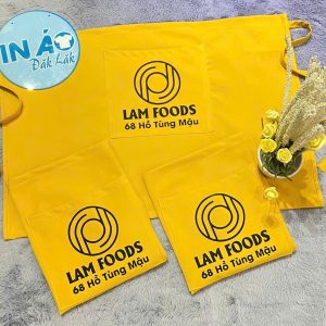 Tạp dề Lam Foods màu vàng phối dây