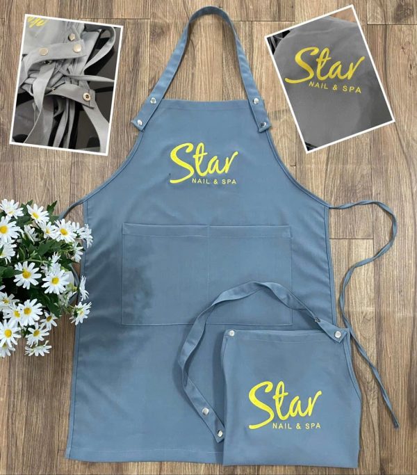 Tạp dề Star Nail&Spa màu xám phối dây