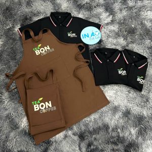 Tạp dề Tea Bon Coffee màu nâu phối dây