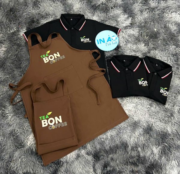 Tạp dề Tea Bon Coffee màu nâu phối dây