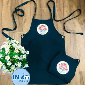 Tạp dề Trà Dâu Yersin màu xanh than phối dây