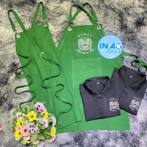 Tạp dề Vinci Coffee N Tea phối dây màu xanh lá